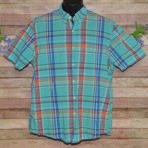 Vintage Saddlebred Authentic Madras Plaid Shirt Button Down Men's L Preppy